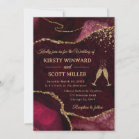 Red and Gold Glitter Agate Wedding