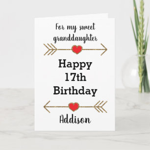 Red and Gold Gold Glitter 17th Birthday Card