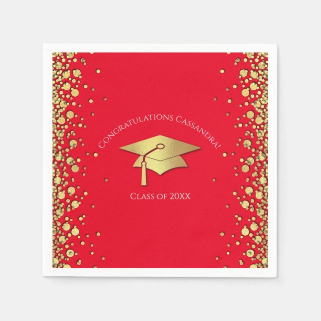 Red and Gold Graduation Napkin (Front)