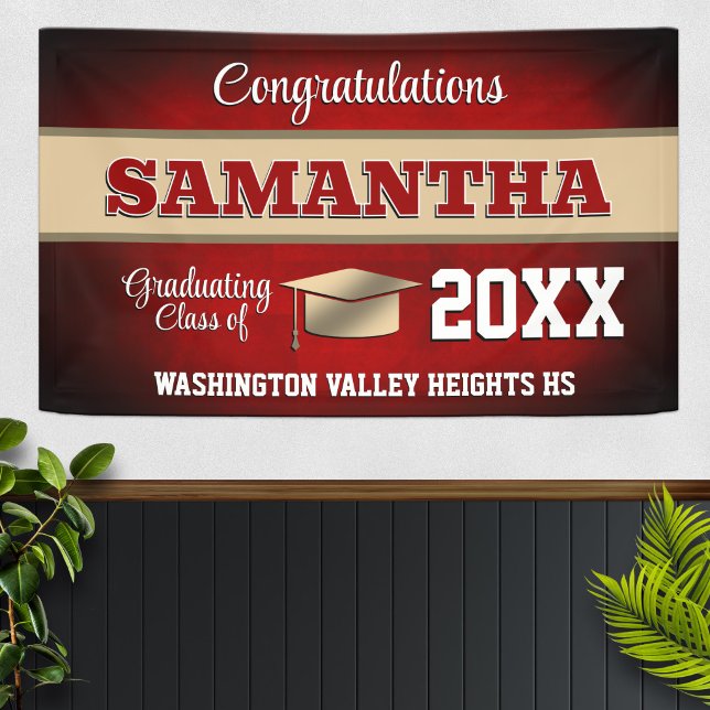Red and Gold Graduation Party Banner (Creator Uploaded)