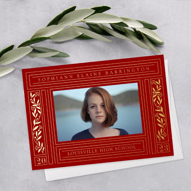 Red and Gold Graduation Photo Announcement (Creator Uploaded)