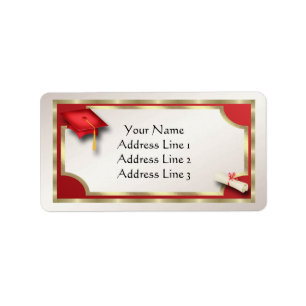 Red and Gold Grauation Address Labels