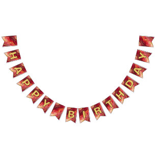 Red and Gold Happy Birthday Bunting Flags