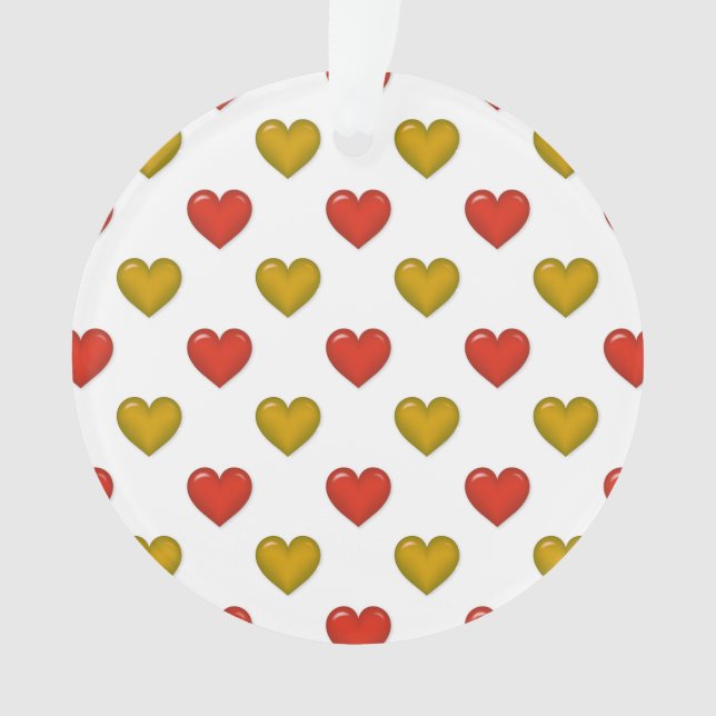 Red and Gold heart pattern Ornament (Front)