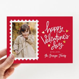 Red and Gold Hearts Stamp Photo Valentine's Day