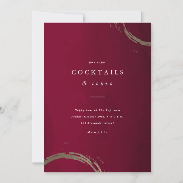 Red and Gold Holiday Cocktail Party Invitation (Front)