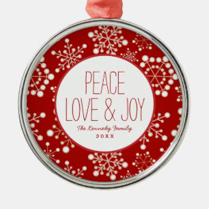 Red and Gold Holiday Pattern Metal Tree Decoration