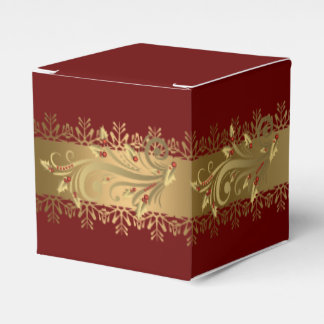 Red and Gold Holly Corporate Holiday Gift Favour Box