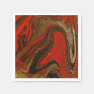Red and gold ink Paper plate Napkin