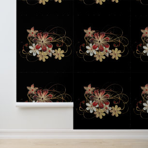 Red and Gold Jewellery Flowers Custom Colour Black Wallpaper