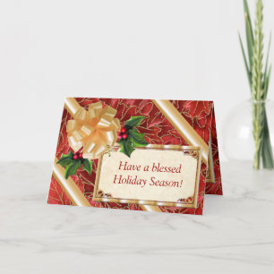 Red and Gold Leaves Holiday Card