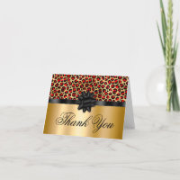 Red and Gold Leopard Glam Black Gift Bow
