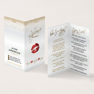 Red and Gold Lip Instructions Business Card