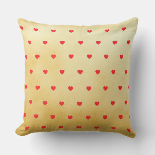 Red and Gold Love Heart Pattern Cushion