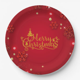  Red and Gold Luxury Christmas  Paper Plate