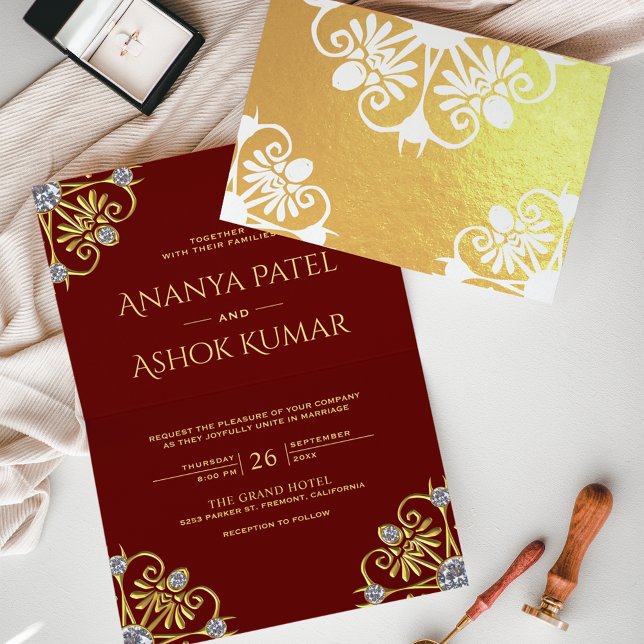 Red and Gold Mandala Indian Wedding Invitation (Creator Uploaded)
