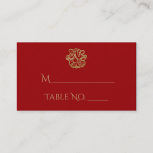 Red and Gold Mandala Indian Wedding Place Cards