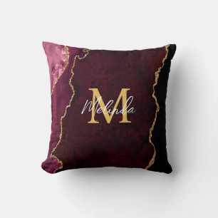 Red and Gold Marble Agate Cushion
