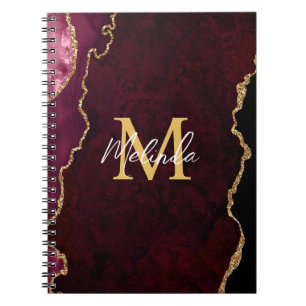 Red and Gold Marble Agate Notebook
