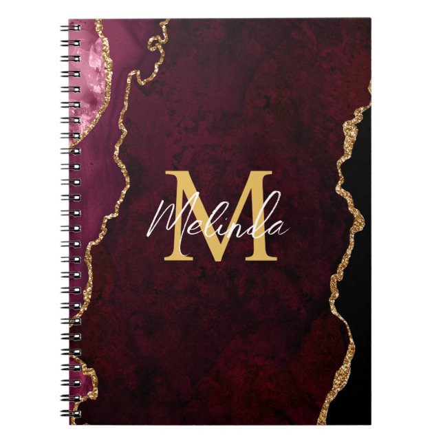 Red and Gold Marble Agate Notebook (Front)