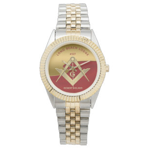 Red and Gold Masonic Monogrammed Watch