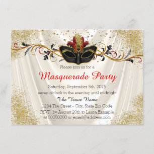 Red and Gold Masquerade Party Invitation