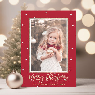 Red and Gold Merry Christmas Photo Holiday Card