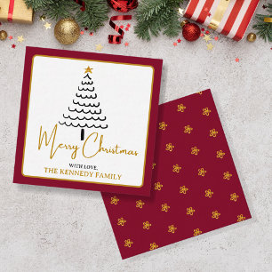 Red And Gold Modern Tree Merry Christmas Budget Card