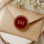Red and Gold Monogram Envelope Seal<br><div class="desc">Red wedding envelope seals.</div>