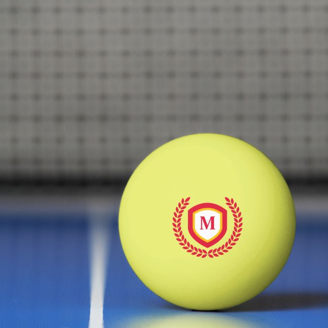 Red and Gold Monogram Logo Crest Ping Pong Ball (Net)