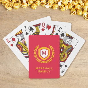 Red and Gold Monogram Logo Crest Playing Cards