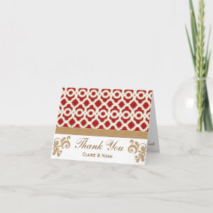 Red and Gold Moroccan Thank You Wedding Card