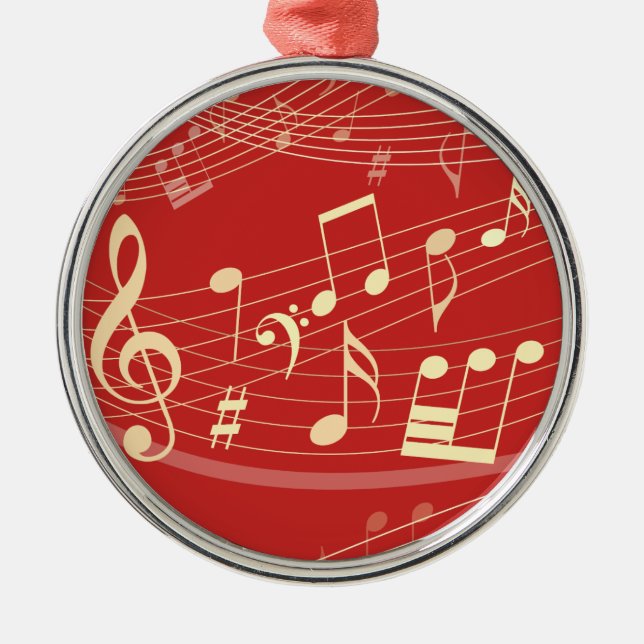 Red and Gold Musical Christmas Ornament (Front)