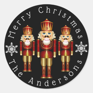 Red and Gold Nutcracker Personalise Classic Round Classic Round Sticker