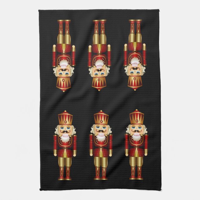 Red and Gold Nutcrackers Kitchen Towel (Vertical)