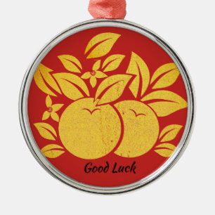 Red and Gold Oranges Metal Tree Decoration