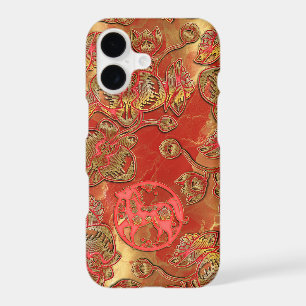 Red and Gold Orchid Chinese New Year Horse Lunar