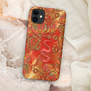 Red and Gold Orchid Chinese New Year Snake Lunar Case-Mate iPhone Case