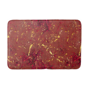 Red and Gold Pattern Bath Mat