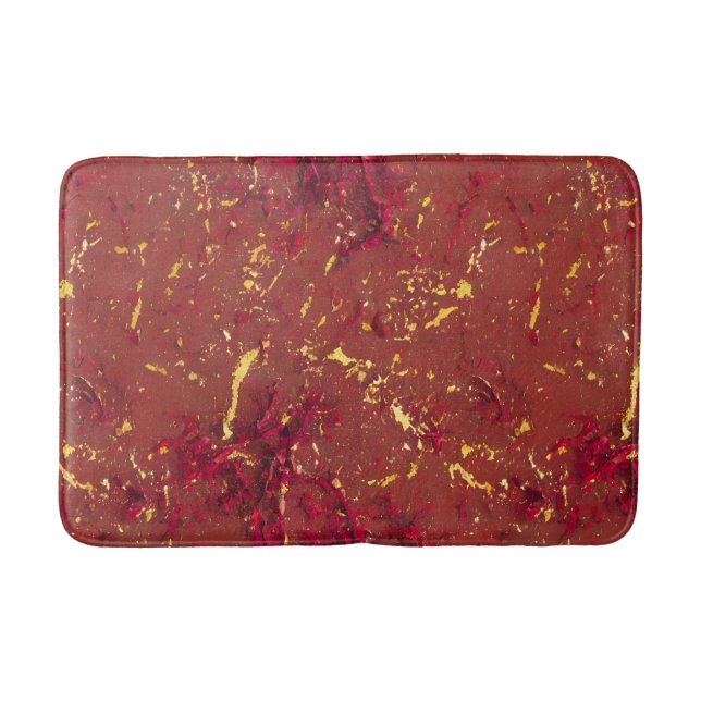 Red and Gold Pattern Bath Mat (Front)