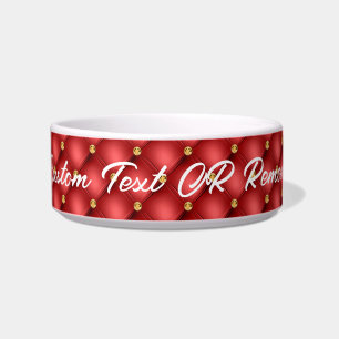 Red and Gold Pet Bowl with Custom Text