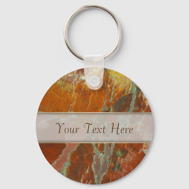Red and Gold Petrified Wood Key Ring (Front)