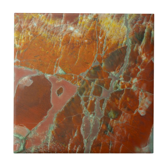 Red and Gold Petrified Wood Tile (Front)
