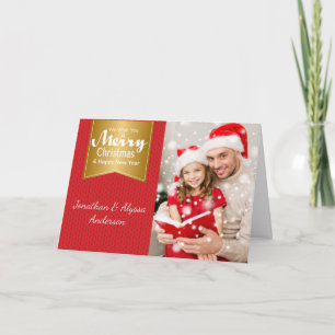 Red and Gold Photo Christmas Card