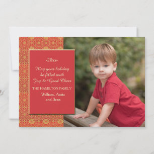 Red and Gold Photo Holiday Card