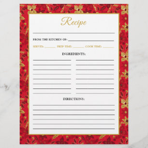 Red and Gold Poinsettia Flowers Recipe Page