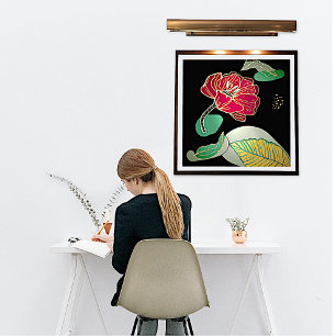 Red and Gold Poppy Abstract Foil Prints