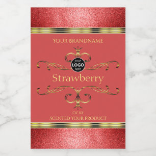 Red and Gold Product Labels Glitter Borders Logo