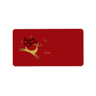 Red and Gold Reindeer Gift Tags
