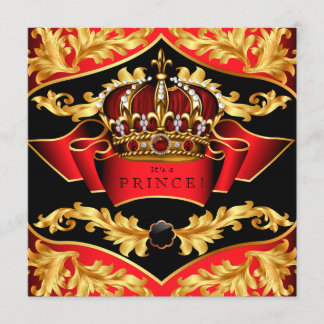 Red and Gold Royal Baby Shower Invitation